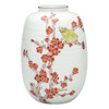 Kutani Ware Flower Vase 8-o Plum Blossoms Japanese White-eye (Mejiro) Ryuz