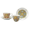 Pair Kutani yaki ware Japanese Coffee Cup and Saucer Kinsai Cobble stone