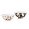 Kutani yaki ware Japanese Rice bowl set of 2 Gohan Clematis Aochibu Shirochibu