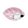 Mamezara Kutani yaki ware Small plate Leaf shape Long-tailed Tit Pink Japan