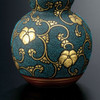 Kutani ware JapanGourd-Shaped Tokkuri Raised Gold Blue Beading Ivy Kingyoku