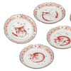 Kutani yaki ware Japanese Small Plate Dish set of 5Red Overglaze Kitty Cat