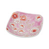 Mamezara Kutani yaki ware Small plate Square shape Flower shower Pink Japan