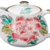 Kyusu Kutani yaki ware Japanese porcelain tea pot Botan peony Sawada Ikumi Japan