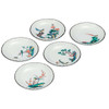 Kutani yaki ware Japanese Small Plate Dish set of 5Flower and Bird Design 5.5in