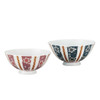 Kutani yaki ware Japanese Rice bowl set of 2 Gohan Clematis Tessen pattern japan