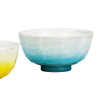 Kutani yaki ware Japanese Rice bowl set of 2 Gohan Yusai Blue Yellow Ryusai