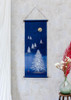 Kyoto Tapestry Wall Hanging Handpainted Linen Christmas Eve  Navy Japan