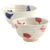 Pair Shigaraki ware Japanese Rice bowl Gohan Chawan Shiosai Blue Red Japan