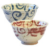 Shigaraki ware rice bowl with a water surface arabesque pattern