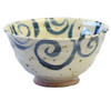 Shigaraki ware rice bowl with a water surface arabesque pattern