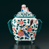 Kutani ware Porcelain Incense Burner Colorful Birds & FlowersTamekichi Mitsui