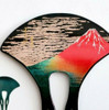 Japanese Lacquer Geisha Kanzashi comb Kimono Hairpin Black Urushi Fuji Hokusai