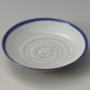 Mino ware Blue & White Hakeme 7-inch Rimmed Ramen Noodle Plate  Made in Japan