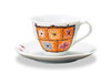 Cofee Tea cup and saucer Kutani ware Flower box series Iwata Reiko Orange Japan