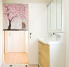 Noren Japanese door curtain 33.5x35.4 in polyester Shiba Inu Cherryblossom Japan
