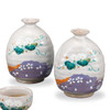 Kutani ware Japanese Sake bottle and cup setFloral Elegance Sake Set Han­a Fu­