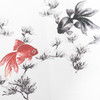 Noren Japanese door curtain 33.46x17.6 in polyester Goldfish and aquatic plants