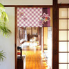 Noren Japanese door curtain 33.46x17.6 in polyester Ichimatsu Momiji Japan