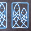 Noren Japanese door curtain 33.46x17.6 in polyester Neon style Fish Japan