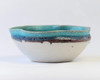 Shigaraki ware Japanese Blue Glaze Small Bowl Aqua Flower shape Kobachi Japan