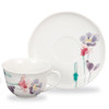 Pair Kutani ware Japanese Coffee cup saucer  Taishi Kiln Poppy Flower Japan
