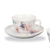 Pair Kutani ware Japanese Coffee cup saucer  Taishi Kiln Poppy Flower Japan