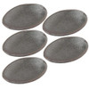 Shigaraki ware Japanese pottery small plate set 5 Rikyu Black Oval shape Japan