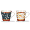 Pair Kutani ware porcelain Mug Coffee Tea cup set Tessen pattern Japan