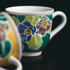 Pair Kutani ware porcelain Mug Coffee Tea cup Yoshida-ya Sazanka Yellow Green