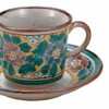 Kutani ware Japanese coffee tea cup and Saucer Bizan Kiln Yoshidaya Botan Japan