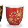Pair Gold-Decorated Kutani ware Kinran-de Japanese green tea cup Yunomi Japan