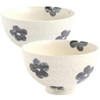 Pair Shigaraki ware Japanese Rice bowl Gohan Chawan Floral pattern Made in Japan