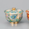 Kutani ware Japanese Green tea cup Lid setHanatsume Gold Blue Red Japan