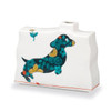 Botanical Blue Ceramic Ikebana Vase Dog Design Made in JapanTaishi Kiln
