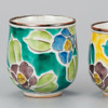 Kutani ware Japanese Green tea cup setYoshida-ya Sazanka Green Yellow Koyo Kiln