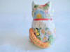 Kutani ware Maneki neko Japanese Lucky cat High five Underglaze Icchin Floral