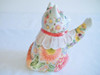 Kutani ware Maneki neko Japanese Lucky cat High five Underglaze Icchin Floral