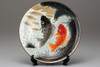 Kutani ware Decorative plate 31cm Koi Carp Waterfall Japan Fukuda Yoshinori