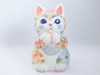 Kutani ware Maneki neko Japanese pray cat Underglaze Icchin floral Shimono