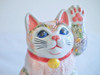 Kutani ware Maneki neko Japanese Lucky cat Underglaze Icchin floral mori Japan