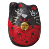 Shigaraki Ware Japanese Red glaze Maneki neko Luck cat Figurine Japan Black