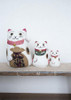 Kyoto Oiri DESIGN Hand-Dyed Linen Maneki neko Japanese Lucky cat Doll White