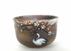 Kyo Kiyomizu yaki ware Guinomi Sakazuki Japanese Sake cup Crane and Plum