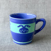 Mino ware Japanese Ceramic Mug Tea cup Blue Green glaze Rabbit motif Japan 300ml