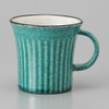 Mino ware Japanese Ceramic Mug Coffee Tea cup Turkey blue carved texture Japan