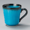 Mino ware Japanese Ceramic Mug Coffee Tea cup Blue Kannyu Crackle Glaze