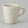 Mino ware Japanese Ceramic Mug Coffee Tea cup Large White Pressed Flower Japan