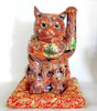 Excellent Japanese lucky cat Maneki neko Kutani yaki porcelain Mori art Japan