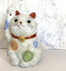 Japanese lucky cat Maneki neko Kutani yaki porcelain White Shiro Mori art Japan